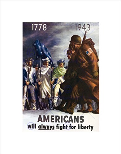 The Art Stop WAR AMERICANS WILL ALWAYS FIGHT FOR LIBERTY 1778-1943 USA 1943 PRINT B12X1814 von Wee Blue Coo