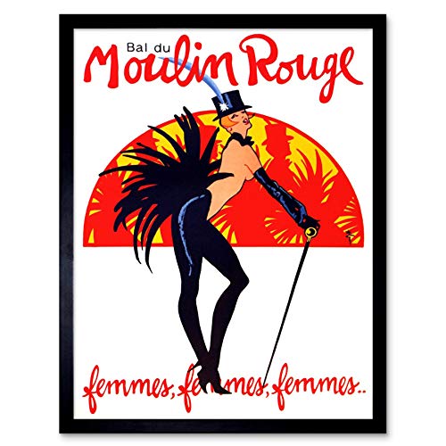 Wee Blue Coo Theatre Stage Burlesque Moulin Rouge Ball Exotic Dance Venue Paris Art Print Framed Poster Wall Decor Kunstdruck Poster Wand-Dekor-12X16 Zoll von Wee Blue Coo