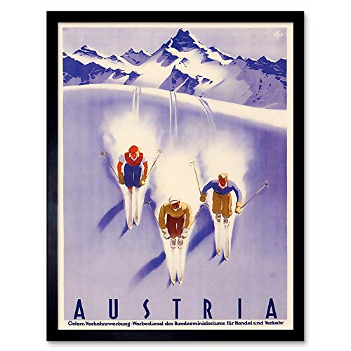 Wee Blue Coo Travel Tourism Winter Sport Austria Ski Snow Alps Art Print Framed Poster Wall Decor Kunstdruck Poster Wand-Dekor-12X16 Zoll von Wee Blue Coo