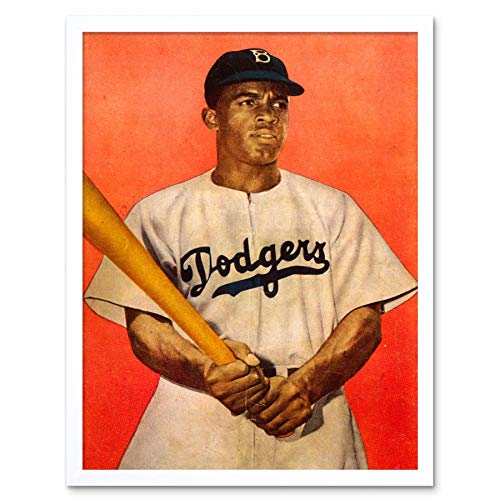 Wee Blue Coo Vintage Portrait Jackie Robinson Baseball Brooklyn Dodgers Art Print Framed Poster Wall Decor Kunstdruck Poster Wand-Dekor-12X16 Zoll von Wee Blue Coo