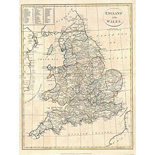 Wee Blue Coo 1799 Clement Cruttwell Map England Vintage Art Print Poster Wall Decor Kunstdruck Poster Wand-Dekor-12X16 Zoll von Wee Blue Coo