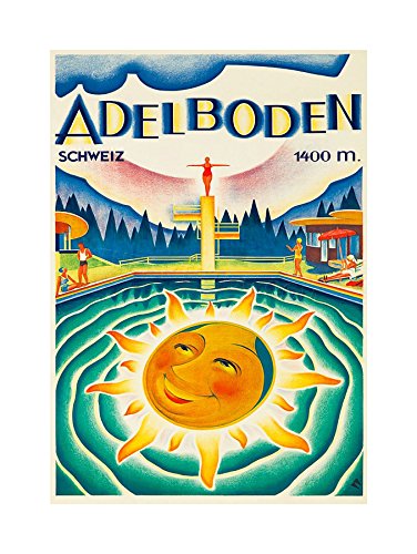 The Art Stop TRAVEL Tourism ADELBODEN Switzerland ALPS Sun Swim Pool Framed Print F12X6964 von Wee Blue Coo