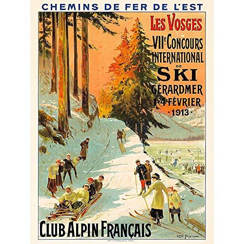 Wee Blue Coo Advert Ski Contest Vosges France Alpine Club Winter Sport Art Print Poster Wall Decor Kunstdruck Poster Wand-Dekor-12X16 Zoll von Wee Blue Coo