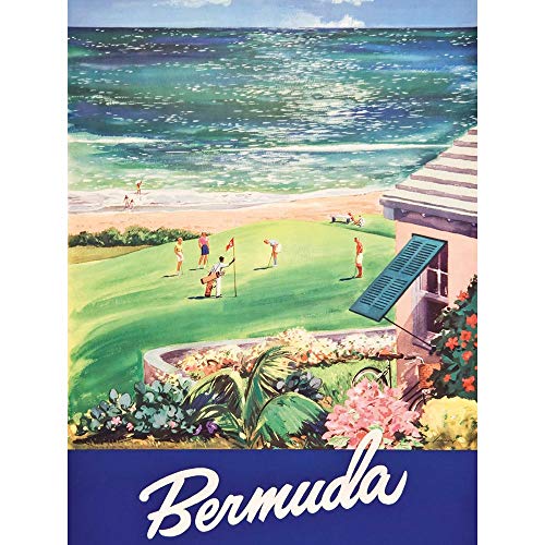 Wee Blue Coo Advertisement Travel Bermuda Beach Golf Sea Art Print Poster Wall Decor Kunstdruck Poster Wand-Dekor-12X16 Zoll von Wee Blue Coo