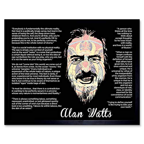 Wee Blue Coo Alan Watts Everybody Is Fundamentally Ultimate Face Quote Art Print Framed Poster Wall Decor Kunstdruck Poster Wand-Dekor-12X16 Zoll von Wee Blue Coo