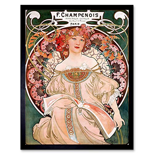 Wee Blue Coo Alphonse Mucha Champenois Old Master Painting Art Print Framed Poster Wall Decor Kunstdruck Poster Wand-Dekor-12X16 Zoll von Wee Blue Coo