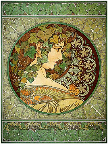 Wee Blue Coo Alphonse Mucha Laurel 1901 Old Master Painting Art Print Poster Wall Decor Kunstdruck Poster Wand-Dekor-12X16 Zoll von Wee Blue Coo