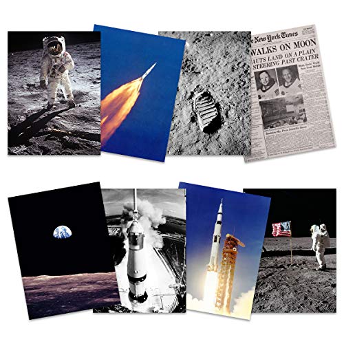 Wee Blue Coo Apollo 11 Astronaut Aldrin Armstrong 50th Anniversary Moon Landing Saturn V Rocket Wall Art Print Poster Home Decor Premium Pack of 8 Mond Rakete Wand Zuhause Deko von Wee Blue Coo