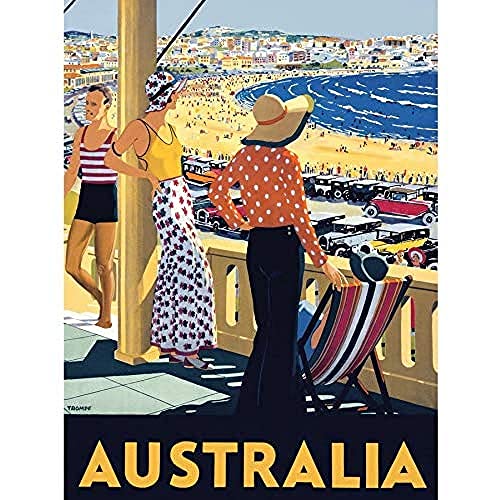 Wee Blue Coo Australia Travel Bondi Beach Sea Sun Unframed Wall Art Print Poster Home Decor Premium Australien Reise Strand Wand Zuhause Deko von Wee Blue Coo