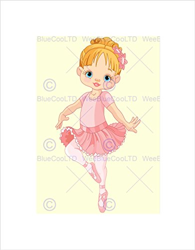 Wee Blue Coo B12X13408 Kinderzimmer-Ballett-Tänzer-Ballerina, rosa Tutu, gerahmter Druck von Wee Blue Coo