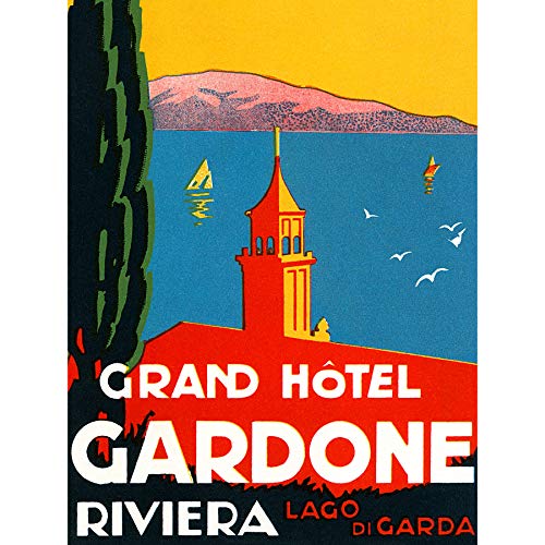 Wee Blue Coo Prints Advertisement TRAVEL Tourism Grand Hotel GARDONE Riviera LAGO DI Garda 30X40 CMS FINE Art Print Art Poster Werbung Reise Großartig Kunstdruck von Wee Blue Coo