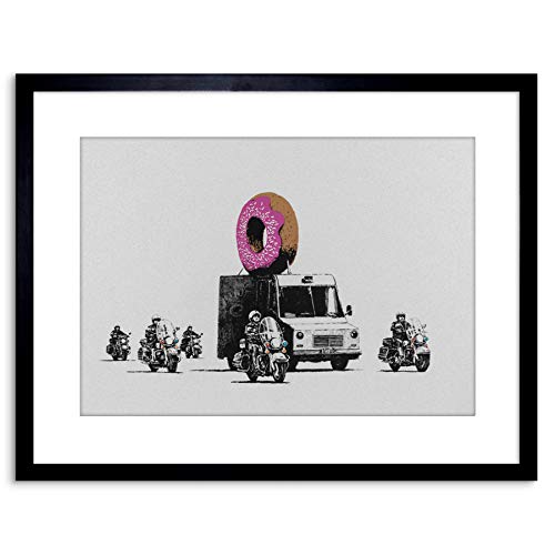 Wee Blue Coo Banksy Donuts (Strawberry) Graffiti Street Art 9x7'' Framed Art Print F97x13700 von Wee Blue Coo