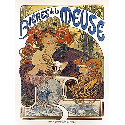 Wee Blue Coo Beer Of The Meuse Paris France Vintage Unframed Wall Art Print Poster Home Decor Premium Bier Frankreich Jahrgang Wand Zuhause Deko von Wee Blue Coo