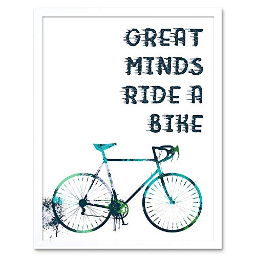 Wee Blue Coo Bicycle Quote Great Minds Ride A Bike Art Print Framed Poster Wall Decor Kunstdruck Poster Wand-Dekor-12X16 Zoll von Wee Blue Coo