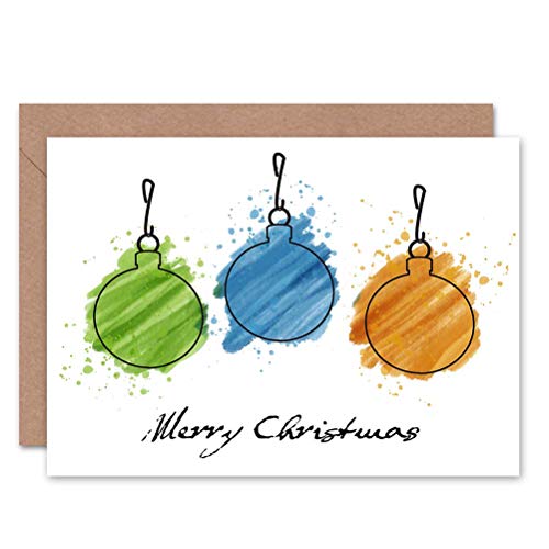 Wee Blue Coo Weihnachtskarte mit Weihnachtsbaumkugeln, buntes Geschenk Wee Blue Coo Weihnachtskarte mit Weihnachtsbaumkugeln, buntes Geschenk von Wee Blue Coo
