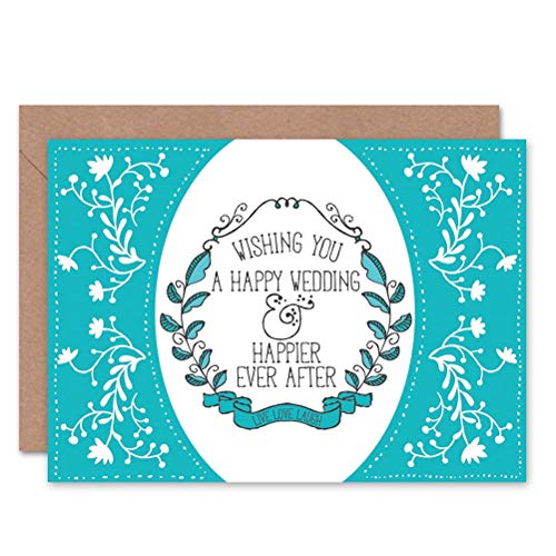 Wee Blue Coo Glücklicher Bis Ans Lebensende Wünscht Elegante Blumen Hochzeitskarte von Wee Blue Coo