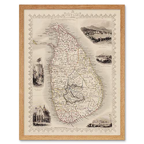 Wee Blue Coo Ceylon Sri Lanka Map Art Print Framed Poster Wall Decor Kunstdruck Poster Wand-Dekor-12X16 Zoll Wee Blue Coo Ceylon Sri Lanka Map Art Print Framed Poster Wall Decor Kunstdruck Poster Wand-Dekor-12X16 Zoll von Wee Blue Coo