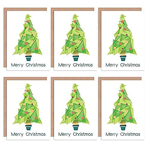 Wee Blue Coo Christmas Cards x6 Geometric Christmas Tree Funky Design Set Xmas Christus Christus Baum von Wee Blue Coo