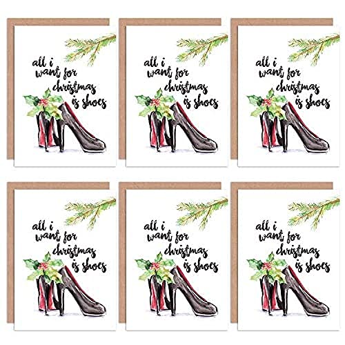 Wee Blue Coo Christmas Cards x6 Shoes Shopaholic Fashion Funny Set Xmas Cards Christus Mode Lustig von Wee Blue Coo