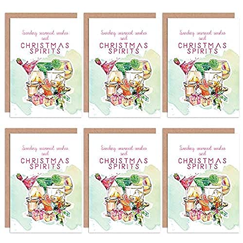 Wee Blue Coo Christmas Cards x6 Spirits Alcohol Warmest Wishes Funny Tipsy Christus Alkohol Krieg Lustig von Wee Blue Coo