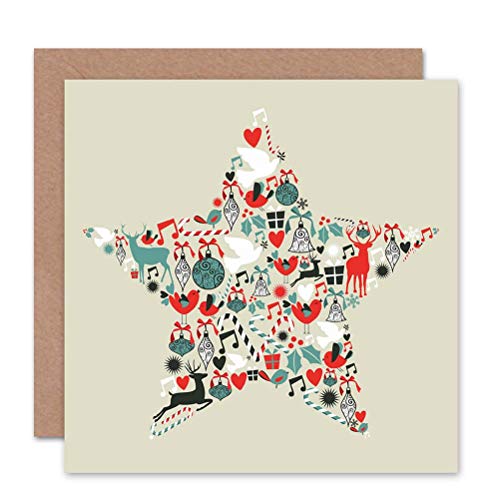 Wee Blue Coo CHRISTMAS STAR DOVE DECORATIONS DEER BLANK GREETINGS CARD von Wee Blue Coo