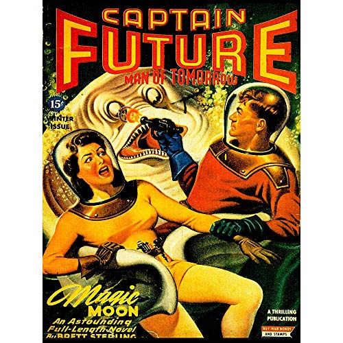Wee Blue Coo Comic Book Cover Captain Future Man Tomorrow Sci Fi Monster USA Art Print Poster Wall Decor Kunstdruck Poster Wand-Dekor-12X16 Zoll von Wee Blue Coo
