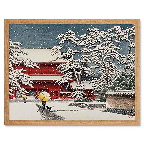 Wee Blue Coo Cultural Landscape Japan Temple Kawase Hasui Snow Winter Art Print Framed Poster Wall Decor Kunstdruck Poster Wand-Dekor-12X16 Zoll von Wee Blue Coo