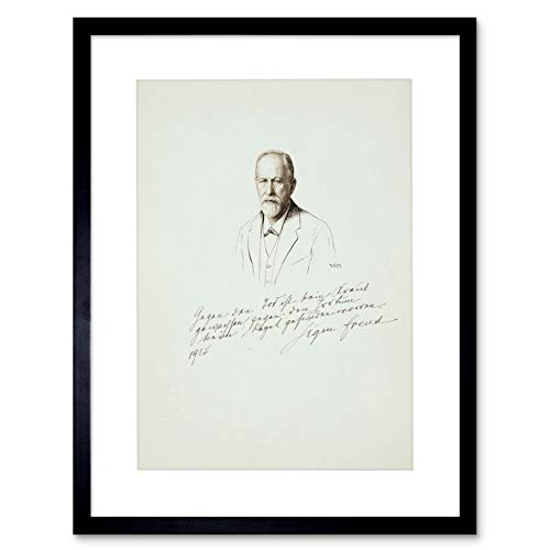 Wee Blue Coo DRAWING SIGMUND FREUD SIGNED PSYCHOANALYSIS FRAMED ART PRINT PICTURE F12X751 von Wee Blue Coo