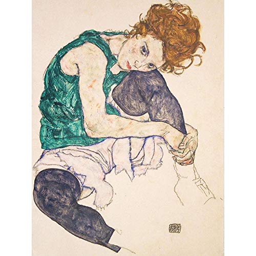 Wee Blue Coo Egon Schiele Seated Woman Legs Drawn Up Adele Herms Painting Art Print Poster Wall Decor Kunstdruck Poster Wand-Dekor-12X16 Zoll von Wee Blue Coo