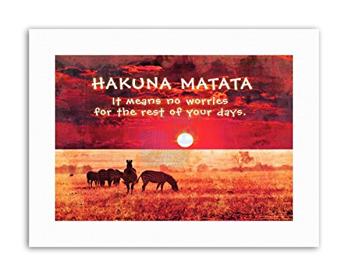 Wee Blue Coo HAKUNA MATATA NO WORRIES AFRICA MOTIVATION Poster Typography Quote Motivational von Wee Blue Coo