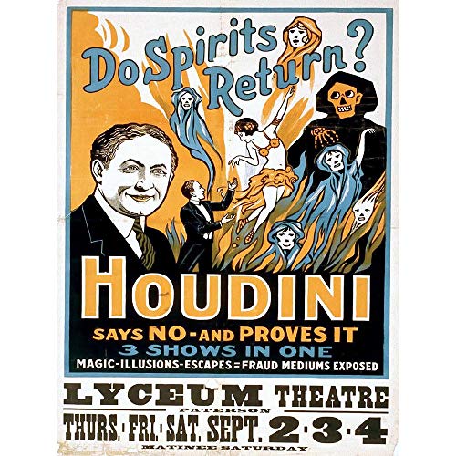 Wee Blue Coo Harry Houdini The Magician Vintage Advertising Art Print Poster Wall Decor Kunstdruck Poster Wand-Dekor-12X16 Zoll von Wee Blue Coo