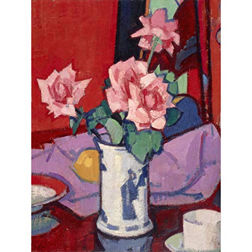 Wee Blue Coo Prints Peploe Pink Roses Chinese Vase Art Print Poster Hp3936 von Wee Blue Coo