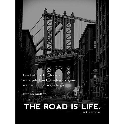 Wee Blue Coo Jack Kerouac Road Is Life Quote Art Print Poster Wall Decor 12X16 Inch von Wee Blue Coo