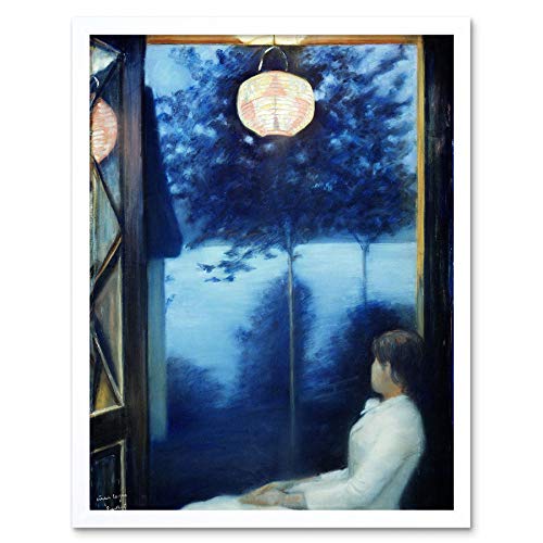 Wee Blue Coo Japanese Oda Krohg A Lantern Art Print Framed Poster Wall Decor Kunstdruck Poster Wand-Dekor-12X16 Zoll von Wee Blue Coo