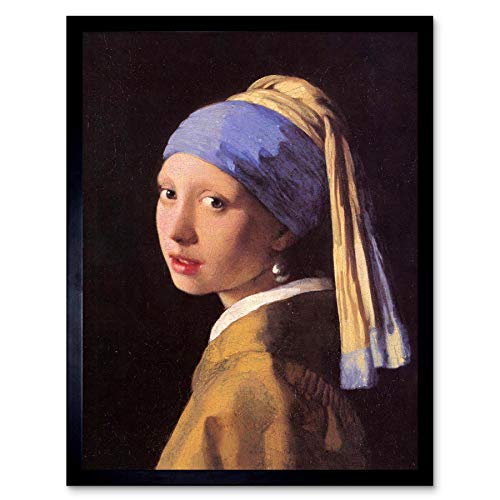 Wee Blue Coo Johannes Vermeer Girl With Pearl Earring Old Master Painting Art Print Framed Poster Wall Decor Kunstdruck Poster Wand-Dekor-12X16 Zoll von Wee Blue Coo