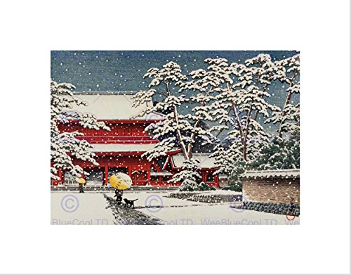 The Art Stop CULTURAL LANDSCAPE JAPAN TEMPLE KAWASE HASUI SNOW WINTER FRAMED PRINT B12X6845 von Wee Blue Coo