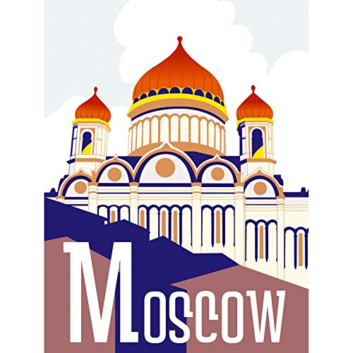 Wee Blue Coo Kunstdruck auf Leinwand für Reise, Tourismus, Moskau, Russland, Kremlin, Kuppel, Dach, Himmel, Wolke, cooler Kunstdruck von Wee Blue Coo