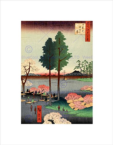 Painting Japanese Woodblock Tall Trees Park New Framed Art Print Mount B12X10838 von The Art Stop