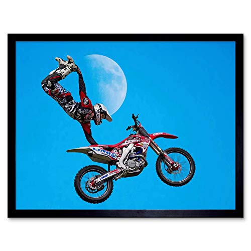 Wee Blue Coo Motocross Bike Stunt Art Print Framed Poster Wall Decor Kunstdruck Poster Wand-Dekor-12X16 Zoll von Wee Blue Coo