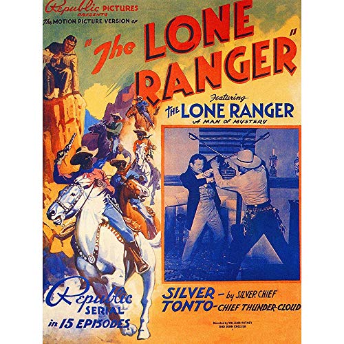 Wee Blue Coo Movie Film Lone Ranger Silver Tonto Serial Cowboy Art Print Poster Wall Decor Kunstdruck Poster Wand-Dekor-12X16 Zoll von Wee Blue Coo