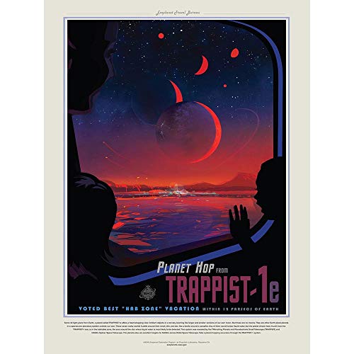 Nasa Space Travel Advert Trappist 1E Planet Hop Art Print Poster Wall Decor 12X16 Inch von Wee Blue Coo