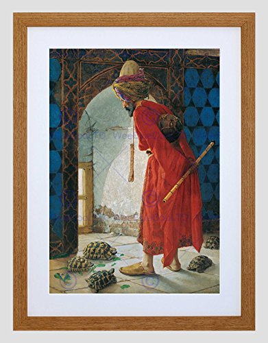 Wee Blue Coo OSMAN HAMDI BEY TORTOISE TRAINER OLD MASTER BLACK FRAMED ART PRINT B12X1197 von Wee Blue Coo