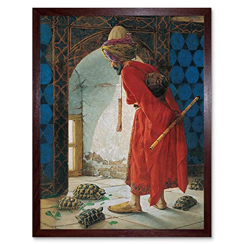 Wee Blue Coo Osman Hamdi Bey Tortoise Trainer Old Master Painting Art Print Framed Poster Wall Decor Kunstdruck Poster Wand-Dekor-12X16 Zoll von Wee Blue Coo