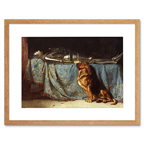 Wee Blue Coo PAINTING ANIMAL DOG KNIGHT REST BLOODHOUND RIVIERE FRAMED ART PRINT B12X12759 von Wee Blue Coo