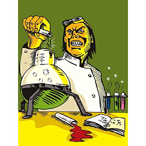 Wee Blue Coo Painting Cartoon Mad Scientist Chemistry Experiment Weird Art Print Poster Wall Decor Kunstdruck Poster Wand-Dekor-12X16 Zoll von Wee Blue Coo