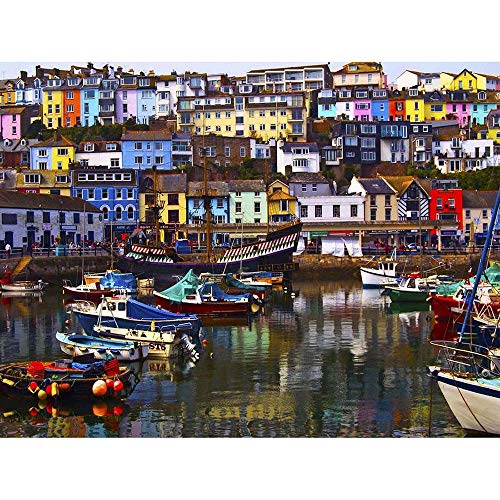 Wee Blue Coo LTD Photography Cityscape Brixham Devon England Harbour Boats Art Print Poster Wall Decor Kunstdruck Poster Wand-Dekor-12X16 Zoll von Wee Blue Coo LTD