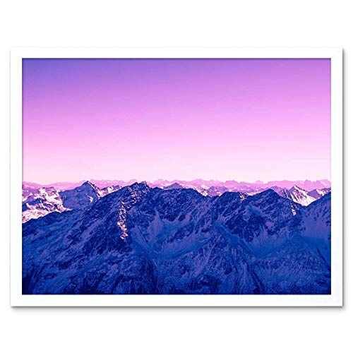 Wee Blue Coo Pink Sky Snowy Mountain Art Print Framed Poster Wall Decor Kunstdruck Poster Wand-Dekor-12X16 Zoll von Wee Blue Coo