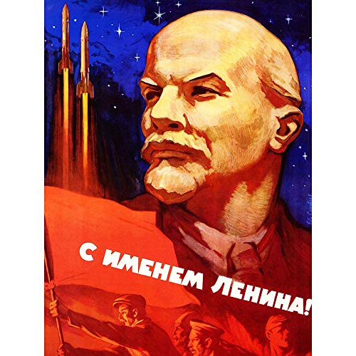 Wee Blue Coo LTD Propaganda Political Soviet Union Lenin Rocket Space Art Print Poster Wall Decor Kunstdruck Poster Wand-Dekor-12X16 Zoll von Wee Blue Coo LTD