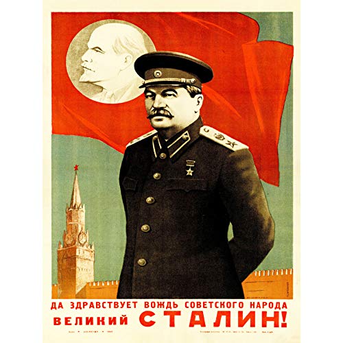 Wee Blue Coo Prints Propaganda Political Soviet Union Lenin Stalin RED Flag Art Print Poster 30X40 cm 12X16 IN Politisch Sowjetisch Flagge Kunstdruck von Wee Blue Coo