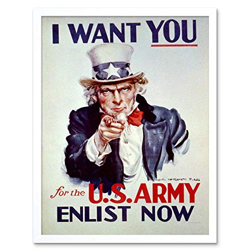 Wee Blue Coo Propaganda Uncle Sam USA Army Want You Vintage Art Print Framed Poster Wall Decor Kunstdruck Poster Wand-Dekor-12X16 Zoll von Wee Blue Coo